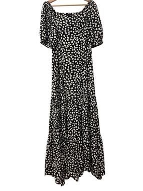 Ann Taylor Polka Dot Maxi Dress Size S Puff Sleeve Long Dress
